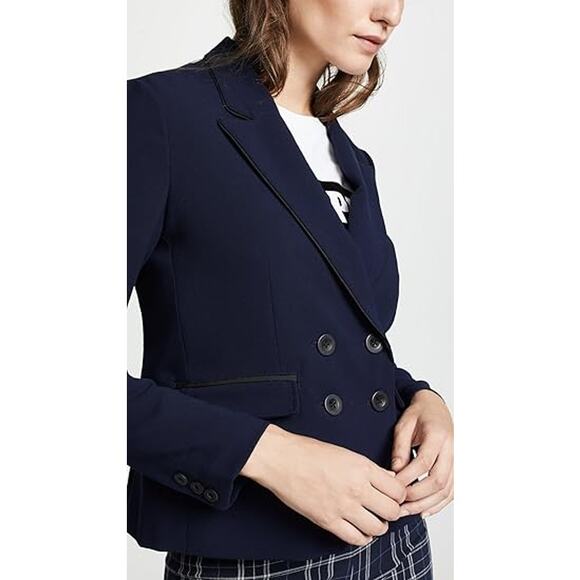 Cupcakes and Cashmere Jacket WMNS 4 Navy Blue Double Breasted Blazer Long Sleeve - Picture 2 of 8